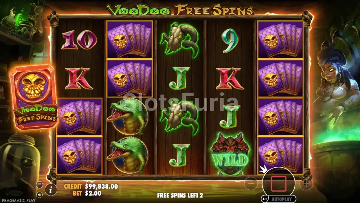 Ronda de giros gratis activada en Voodoo Magic