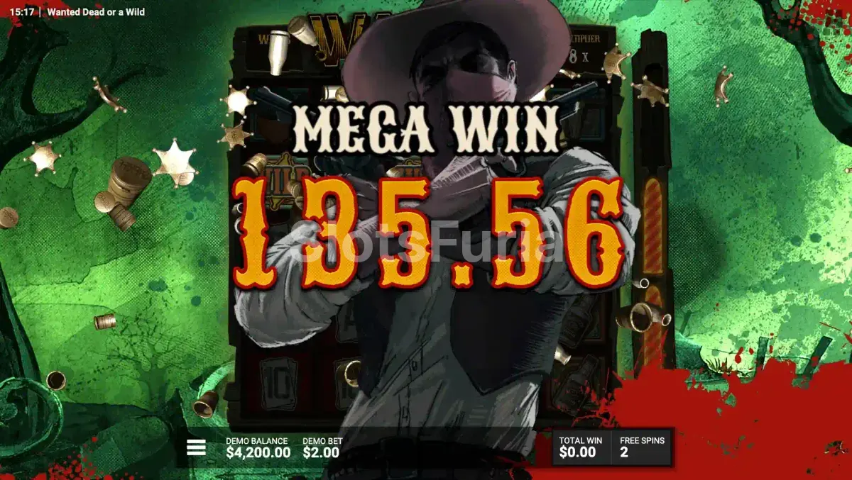 Gran premio conseguido en Wanted Dead or a Wild con multiplicadores al máximo