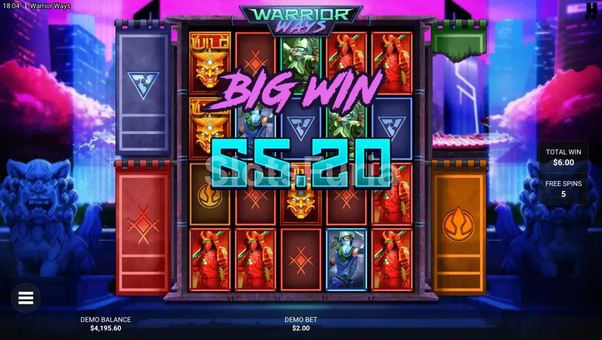 Gran victoria en la slot Warrior Ways de Hacksaw Gaming