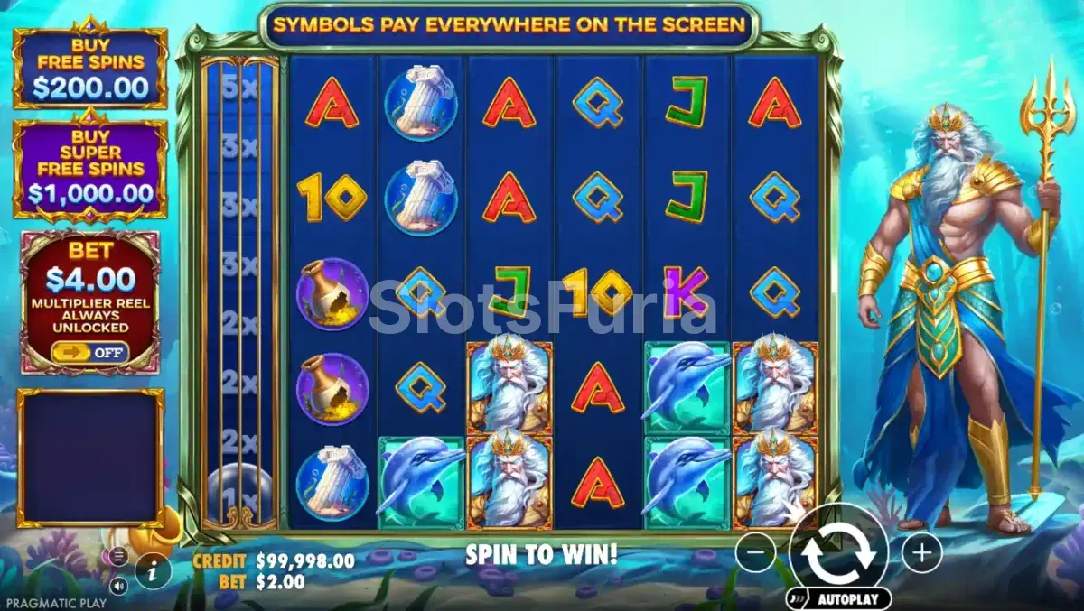 Pantalla principal del juego base de Waves of Poseidon