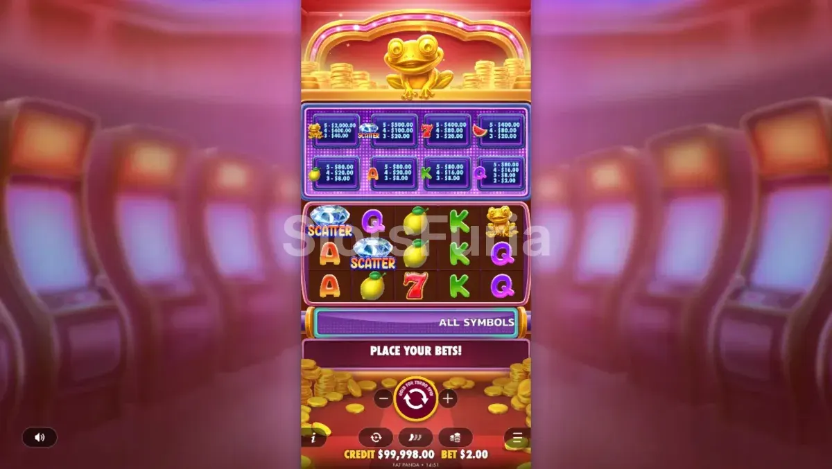 Pantalla principal del juego Wealthy Frog de Pragmatic Play