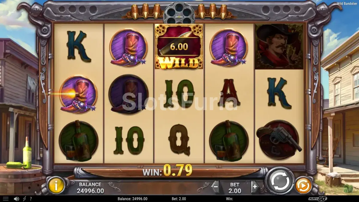 Ronda de giros gratis de Wild Bandolier con Wild Bullets en los rodillos