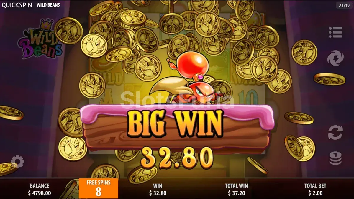 Gran victoria conseguida en Wild Beans de Quickspin