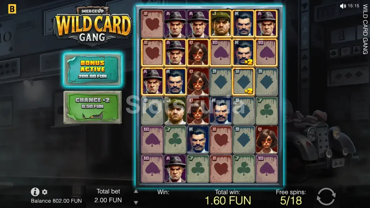 Ronda de giros gratuitos de Wild Card Gang con multiplicadores activos