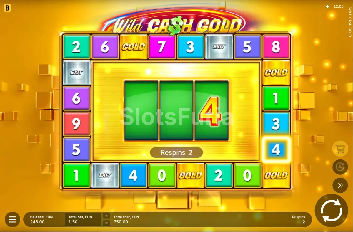 Ronda de bono de Wild Cash Gold con selector en la pista