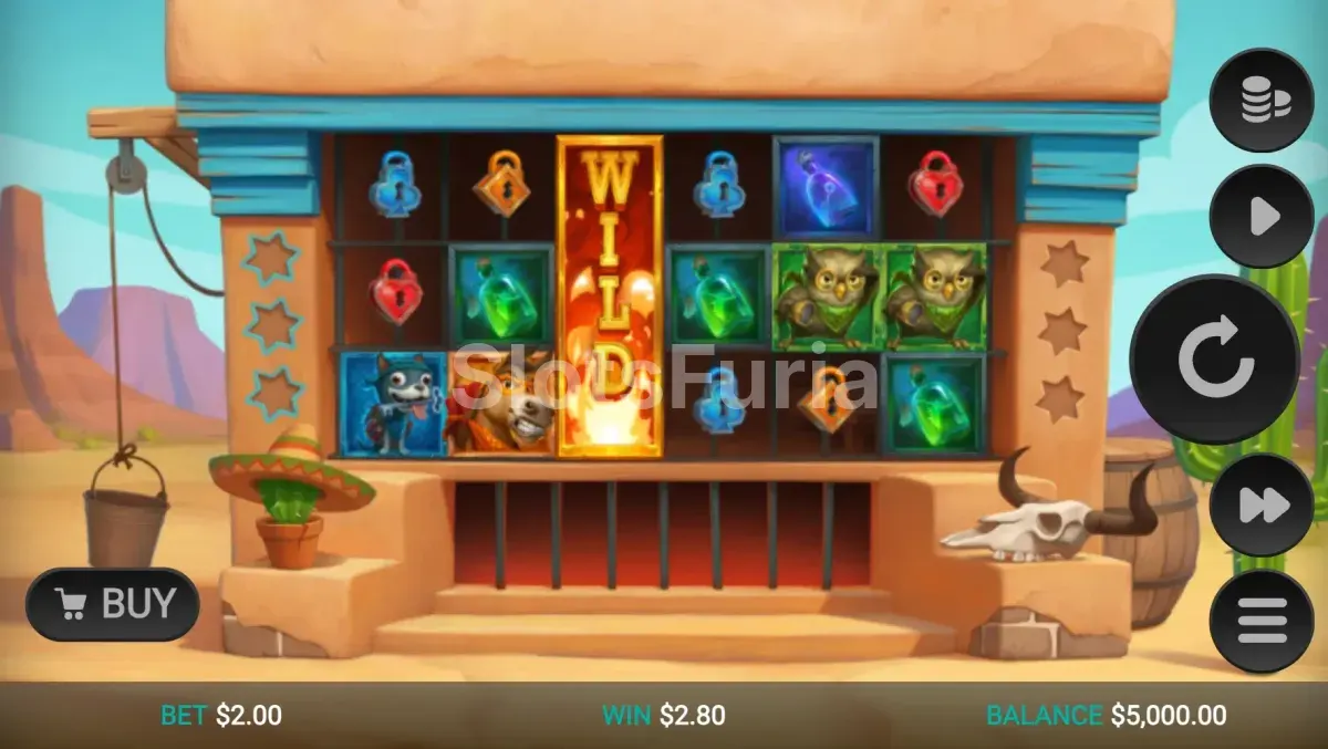 Pantalla principal del juego Wild Chapo 2 con sus 6 carretes