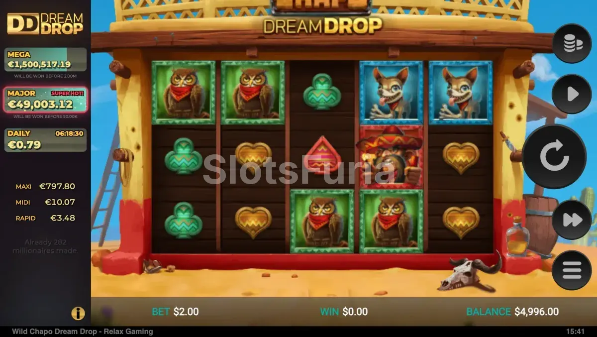 Ronda de giros gratis de Wild Chapo Dream Drop con wilds activos