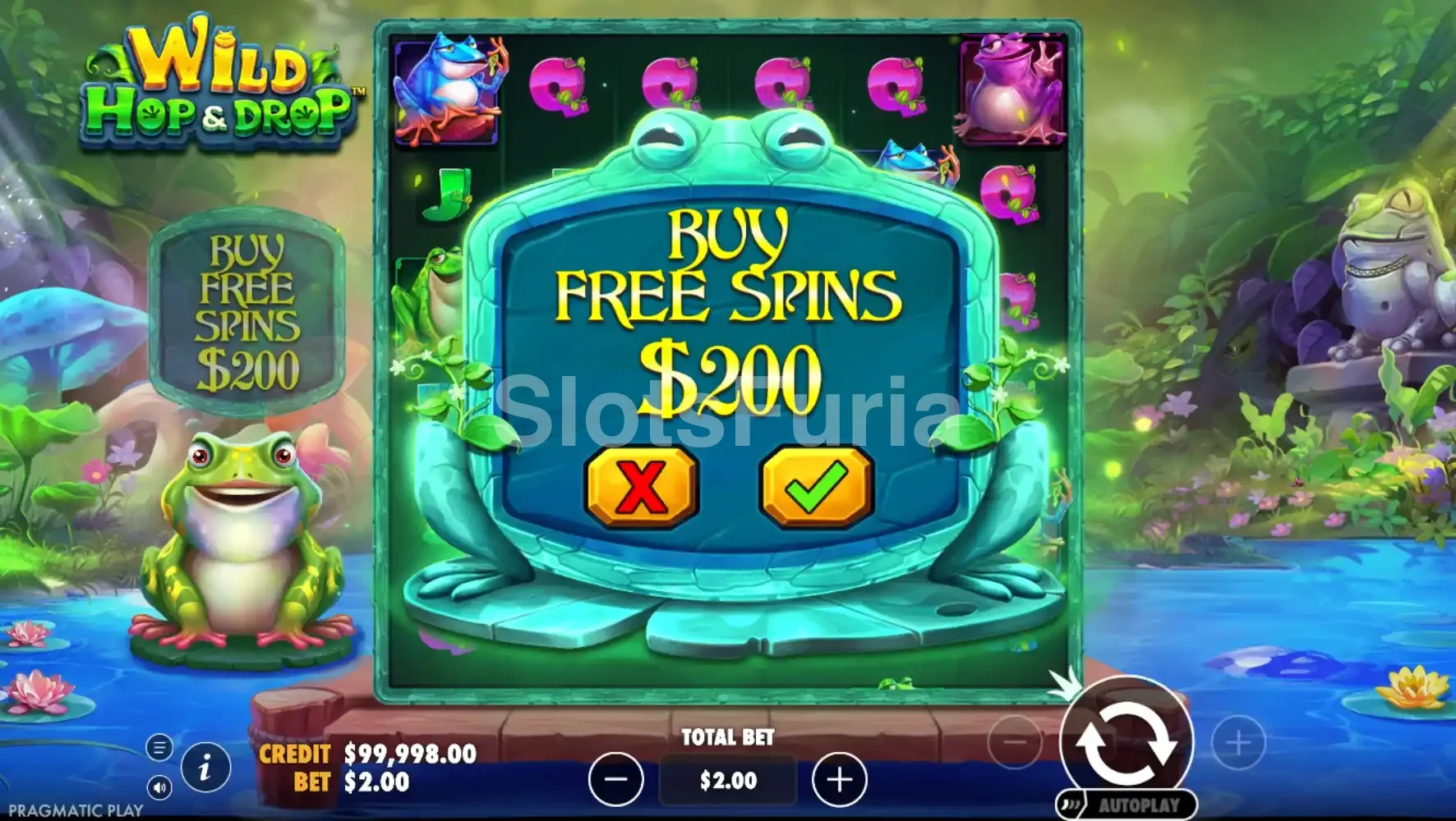 Función Bonus Buy de Wild Hop & Drop para acceder a giros gratis