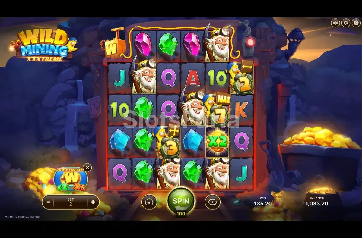 Ronda de giros gratis activa en Wild Mining XXXtreme con multiplicadores