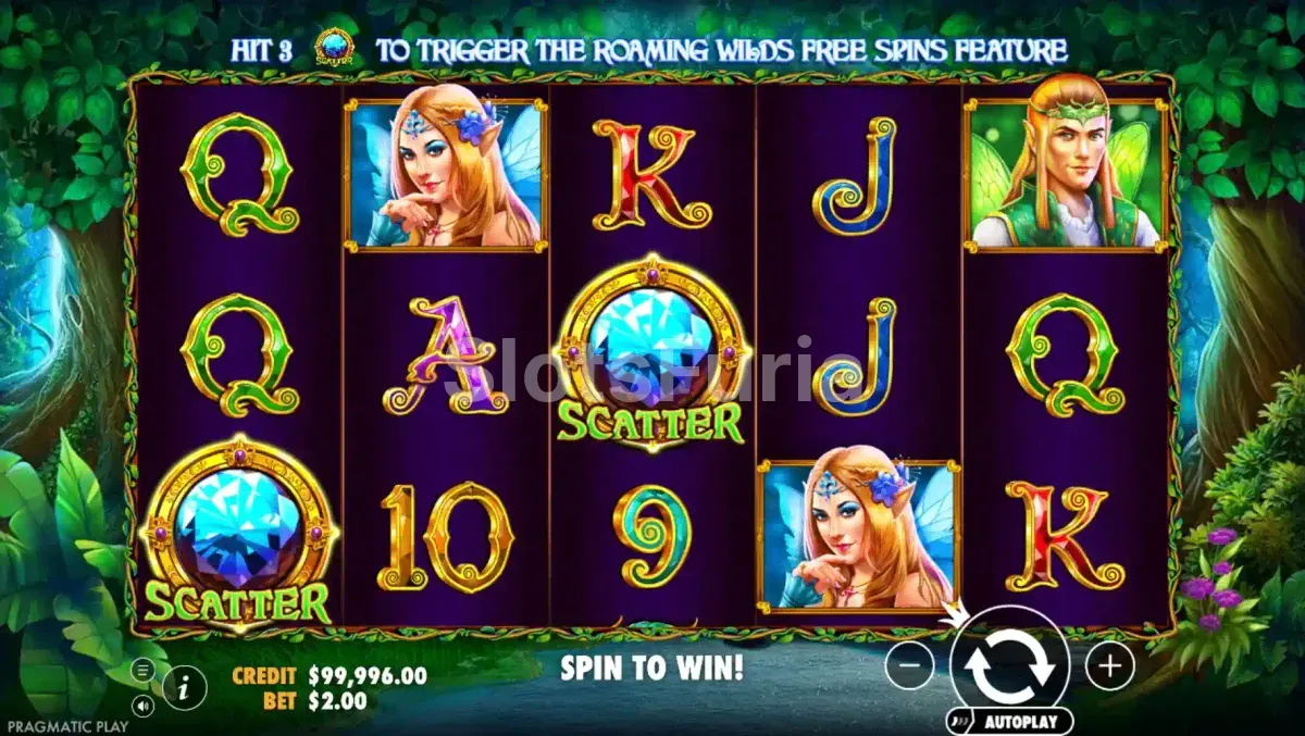 Segunda vista del juego base de Wild Pixies mostrando combinación ganadora