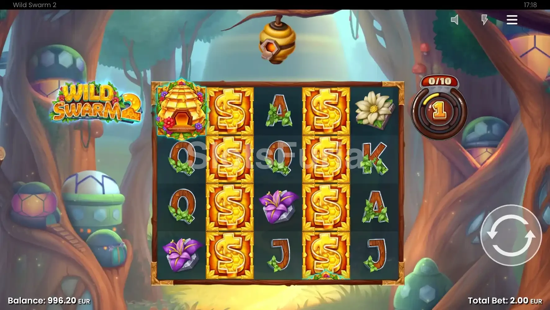 Función bonus de Wild Swarm 2 con el modo Swarm Mode activo y multiplicadores