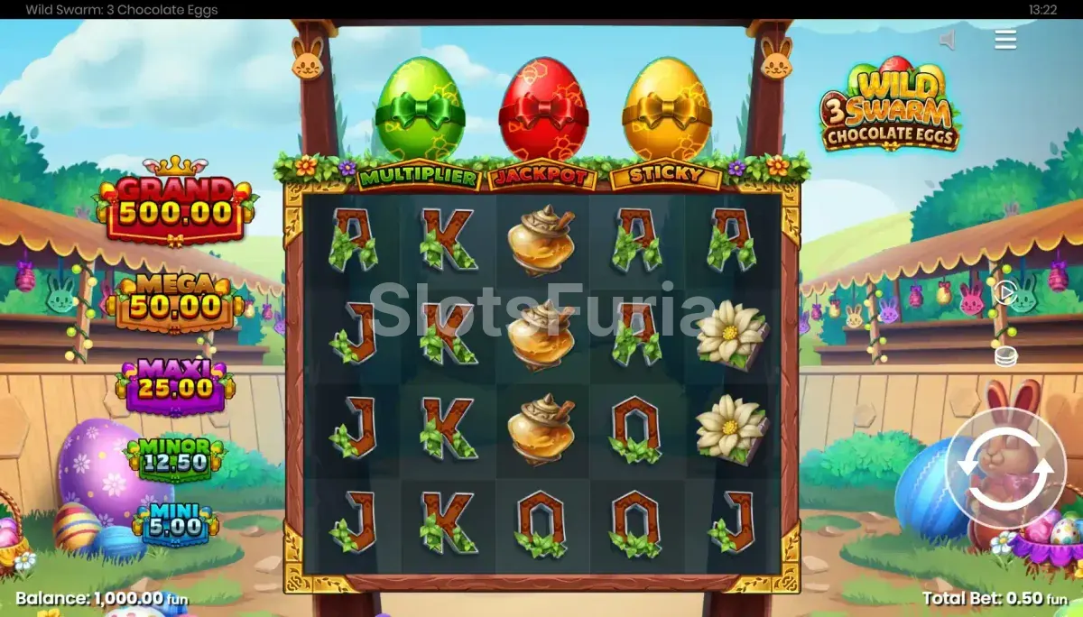 Pantalla principal de Wild Swarm 3 Chocolate Eggs con la colmena en acción