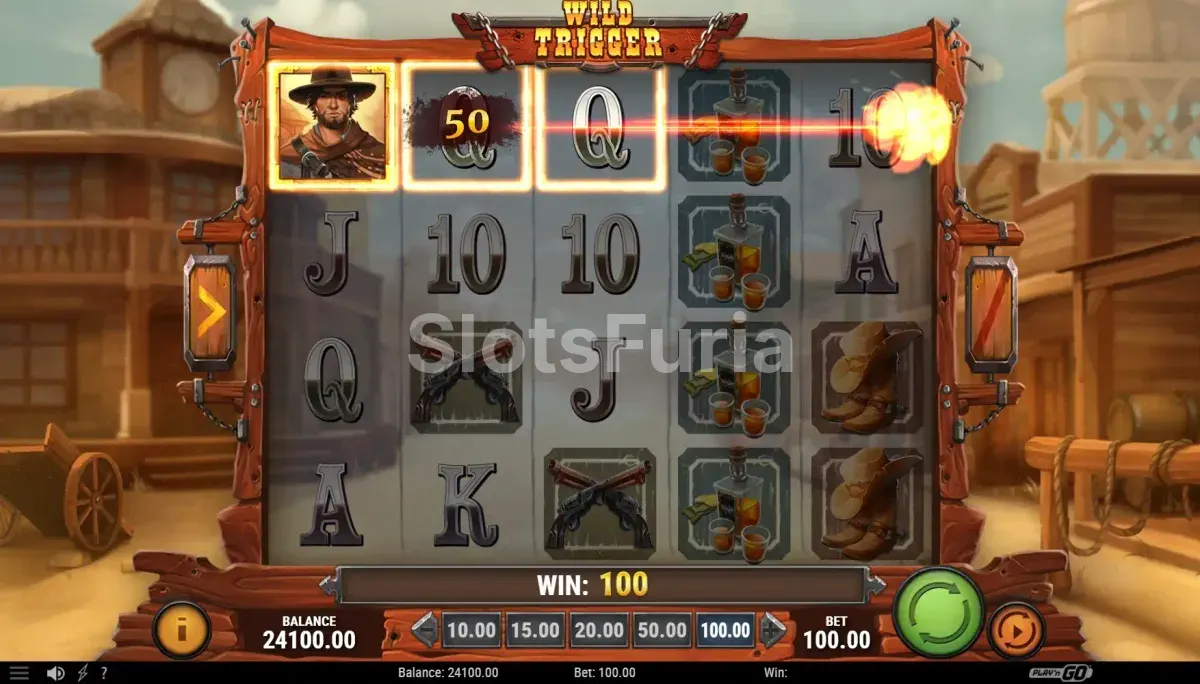 Resultado de giro en Wild Trigger con wild apilado activado