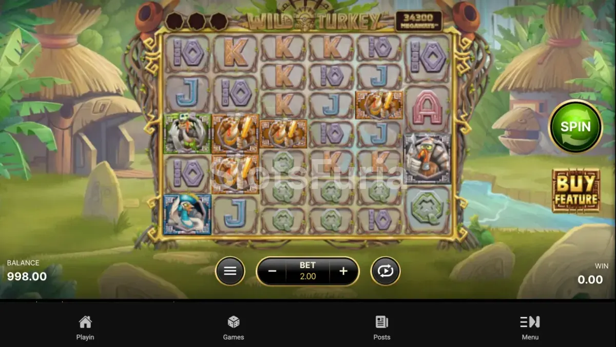 Juego base de Wild Turkey Megaways en acción