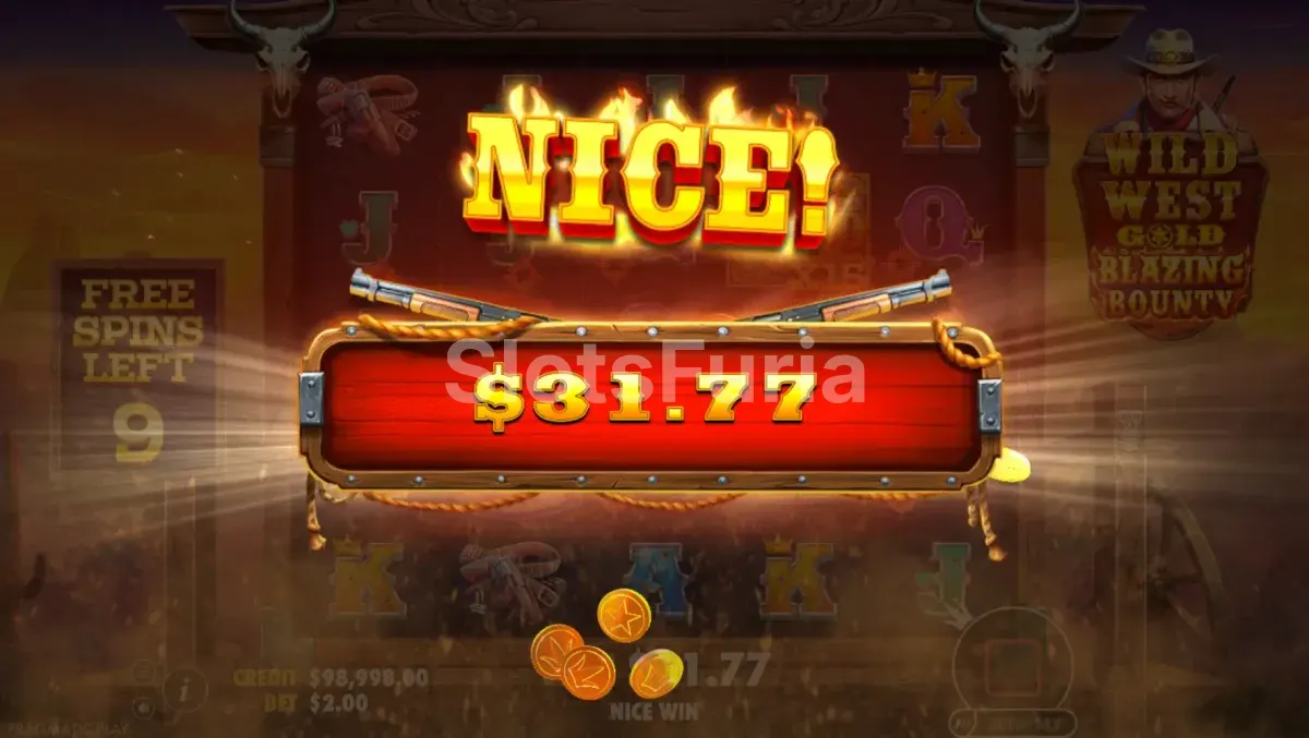 Pantalla de gran victoria épica en Wild West Gold Blazing Bounty