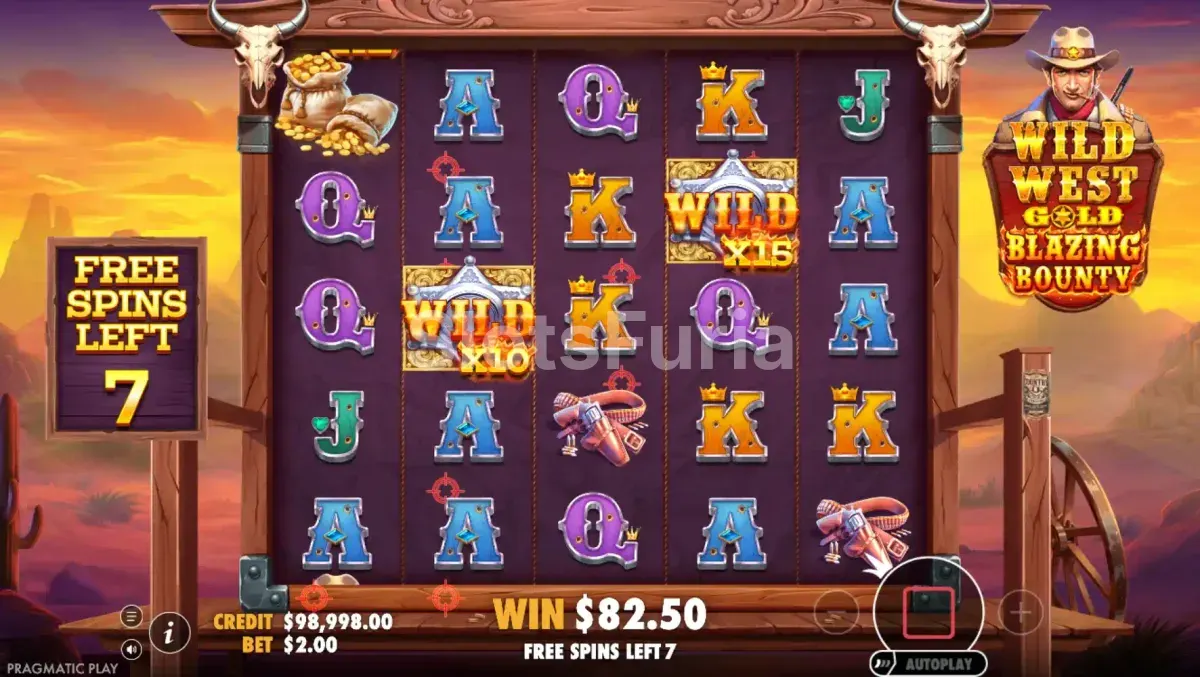 Ronda de giros gratis activa en Wild West Gold Blazing Bounty