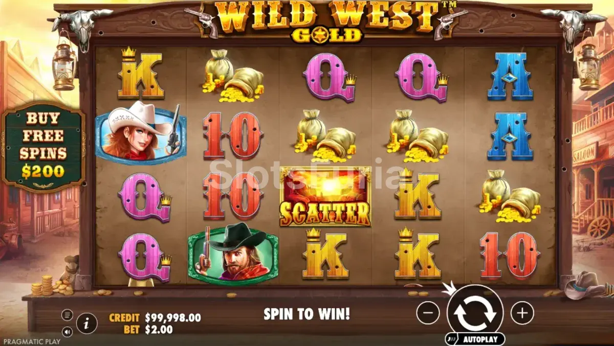 Juego base de Wild West Gold con la cuadrícula de 5x4