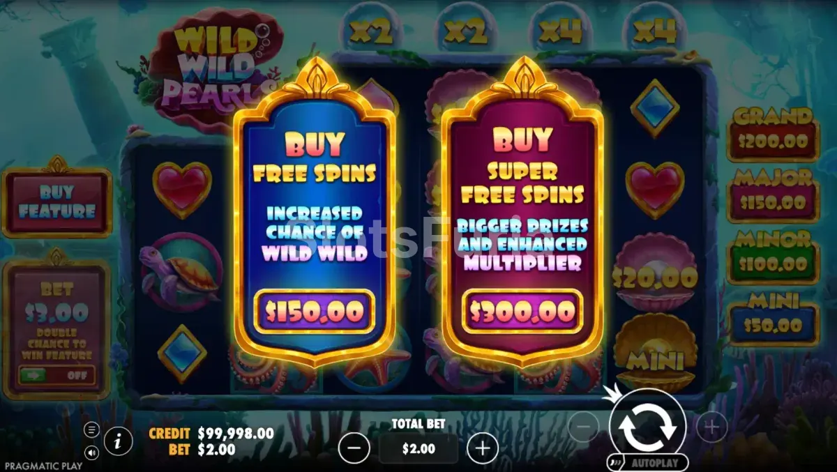 Función de compra de bonus disponible en Wild Wild Pearls