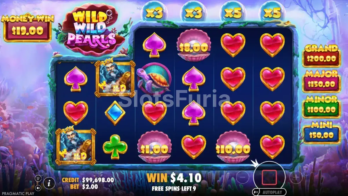 Ronda de giros gratis activada en Wild Wild Pearls de Pragmatic Play