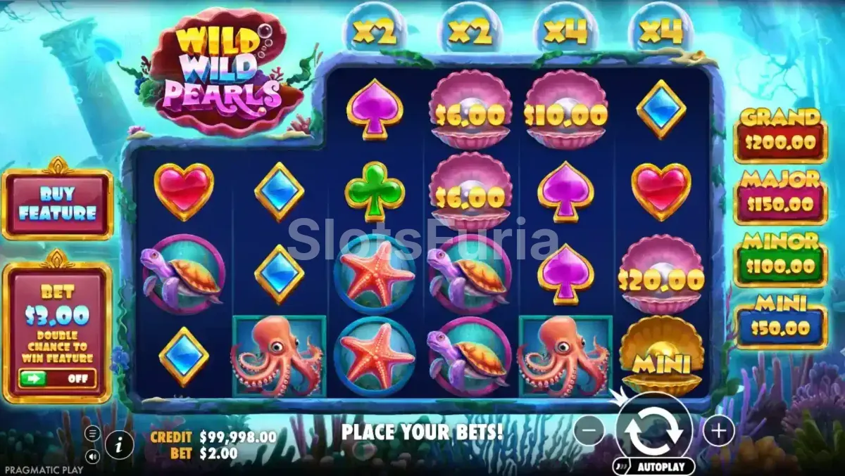 Pantalla principal del juego base de Wild Wild Pearls