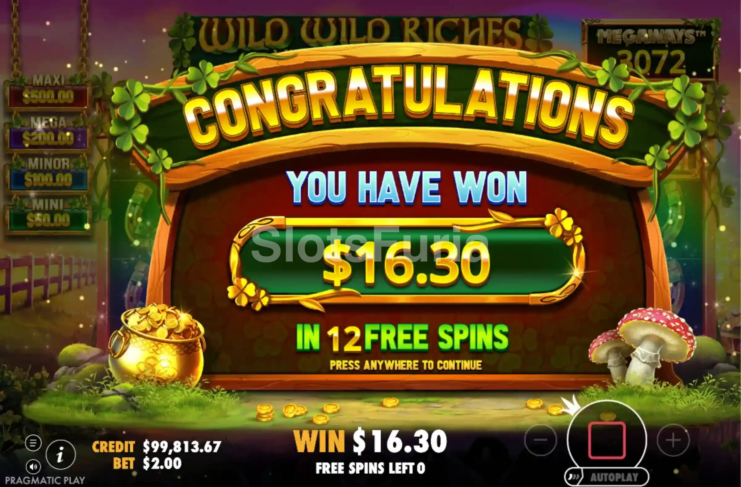 Gran ganancia en Wild Wild Riches Megaways