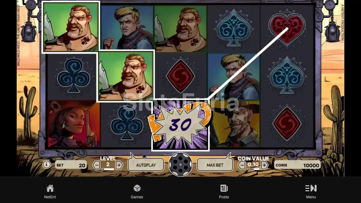 Segunda vista del juego base de Wild Wild West con combinación activa