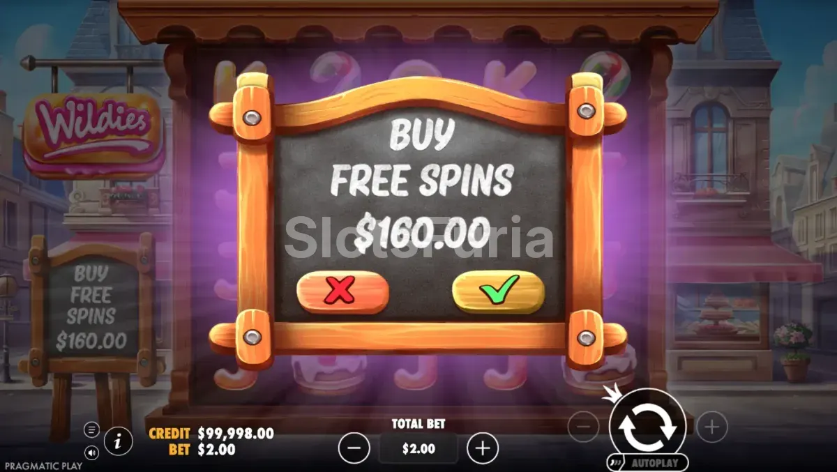 Pantalla de compra de bonus en Wildies de Pragmatic Play