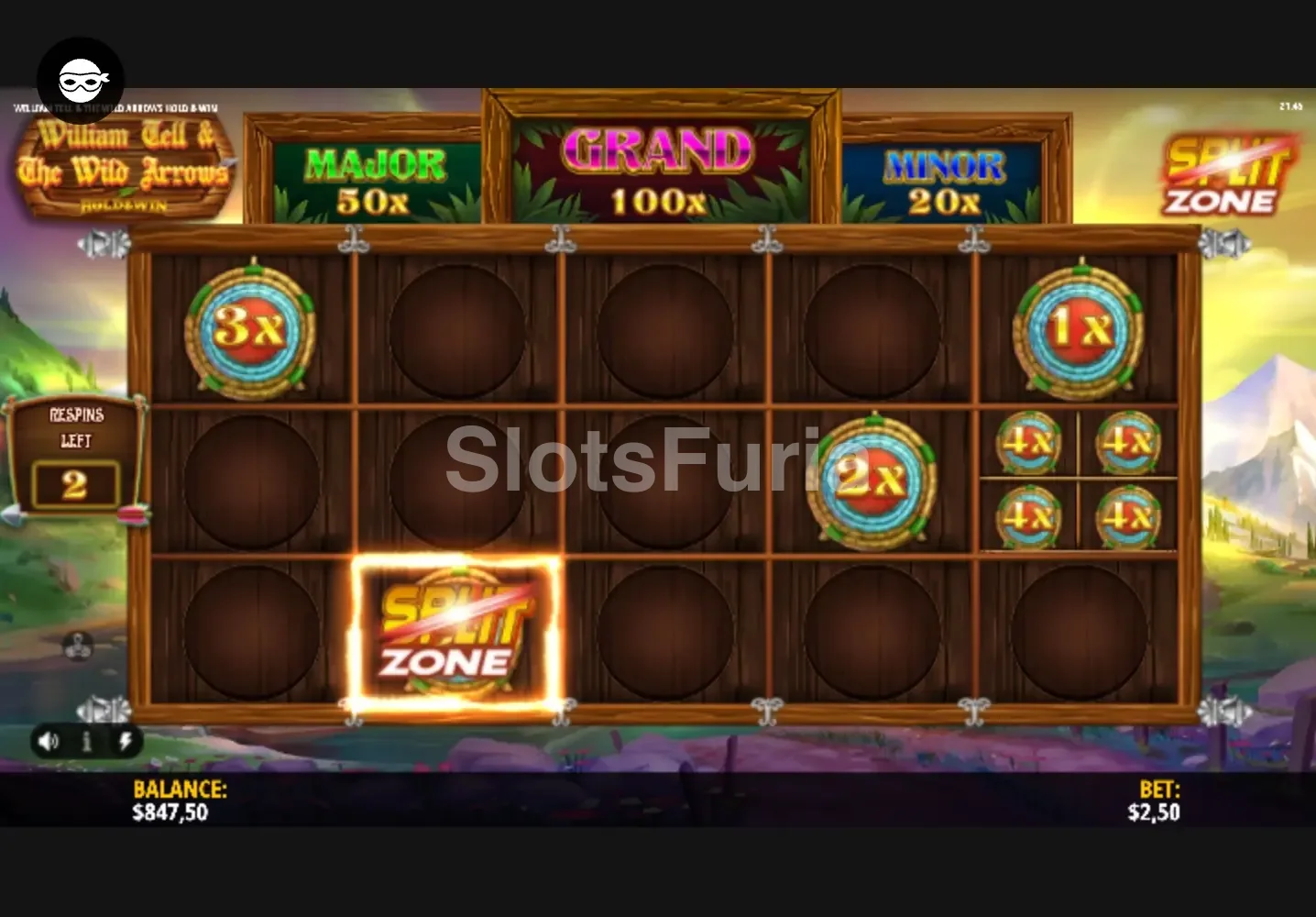 Ronda de giros gratis activa en William Tell & The Wild Arrows