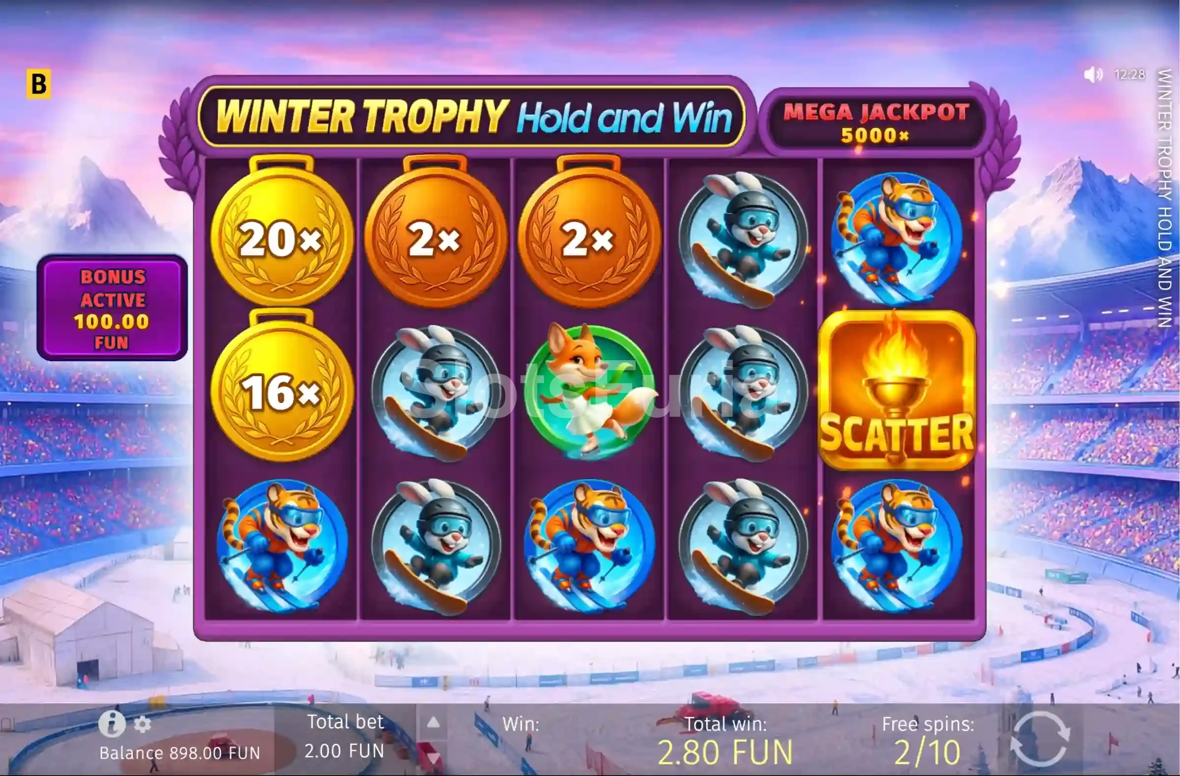 Ronda de giros gratuitos activada en Winter Trophy Hold and Win
