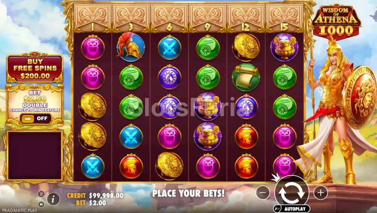 Pantalla principal del juego base de Wisdom of Athena 1000
