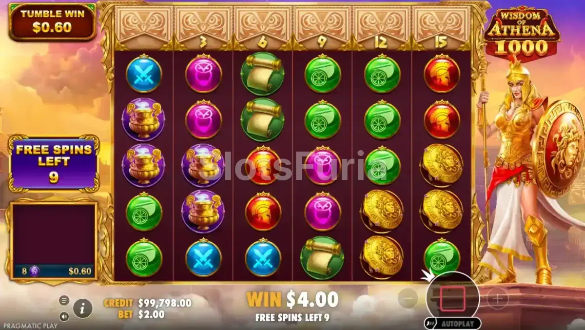 Ronda de giros gratuitos en Wisdom of Athena 1000