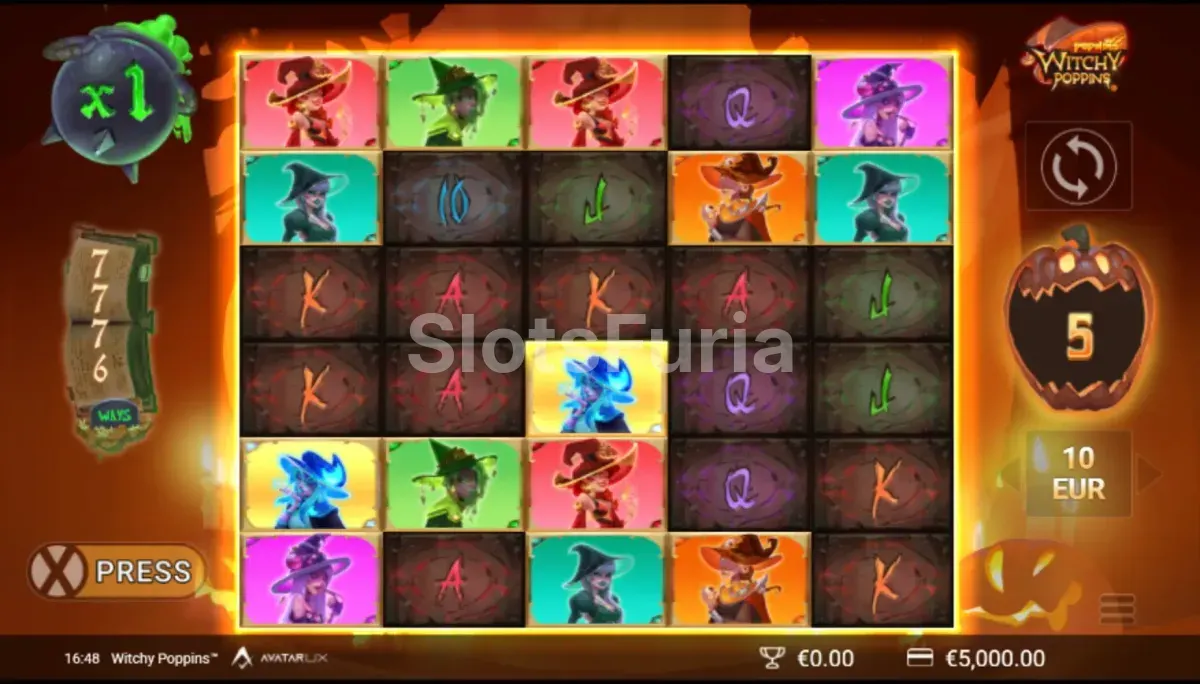 Ronda de giros gratuitos activa en Witchy Poppins