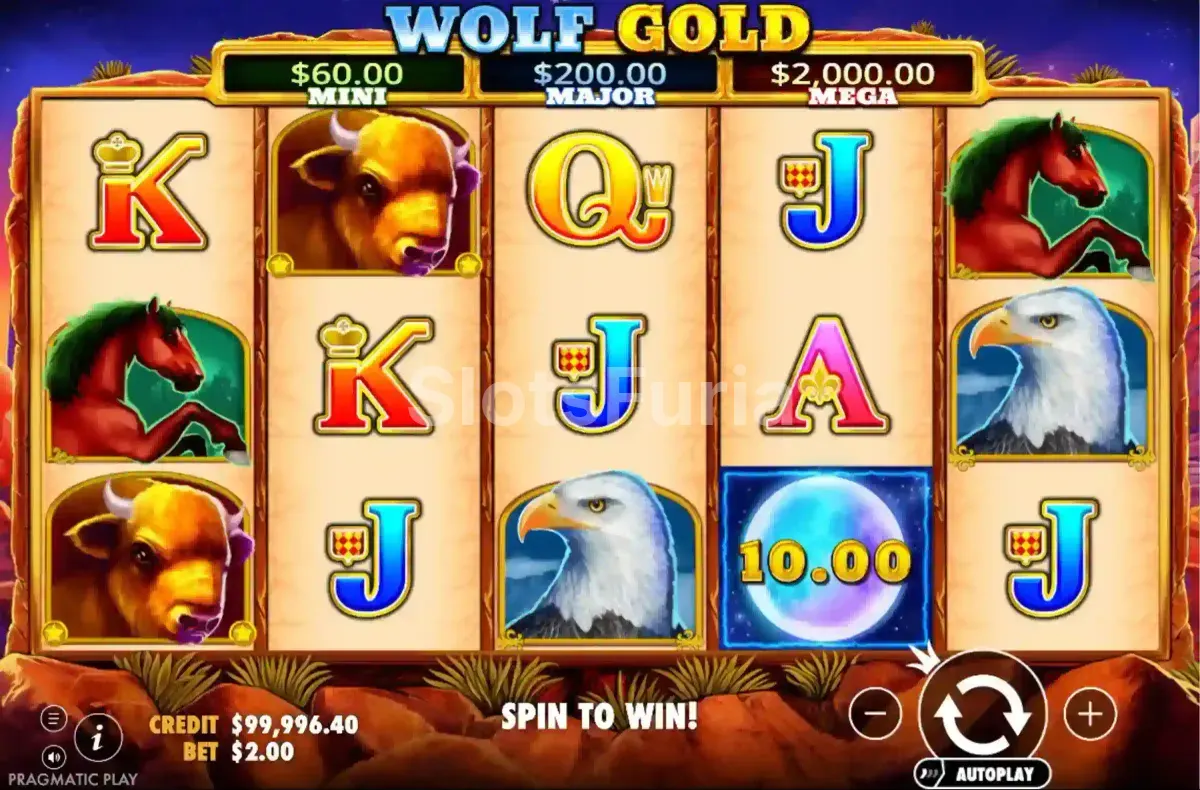 Juego base de Wolf Gold con los rodillos sobre la pradera