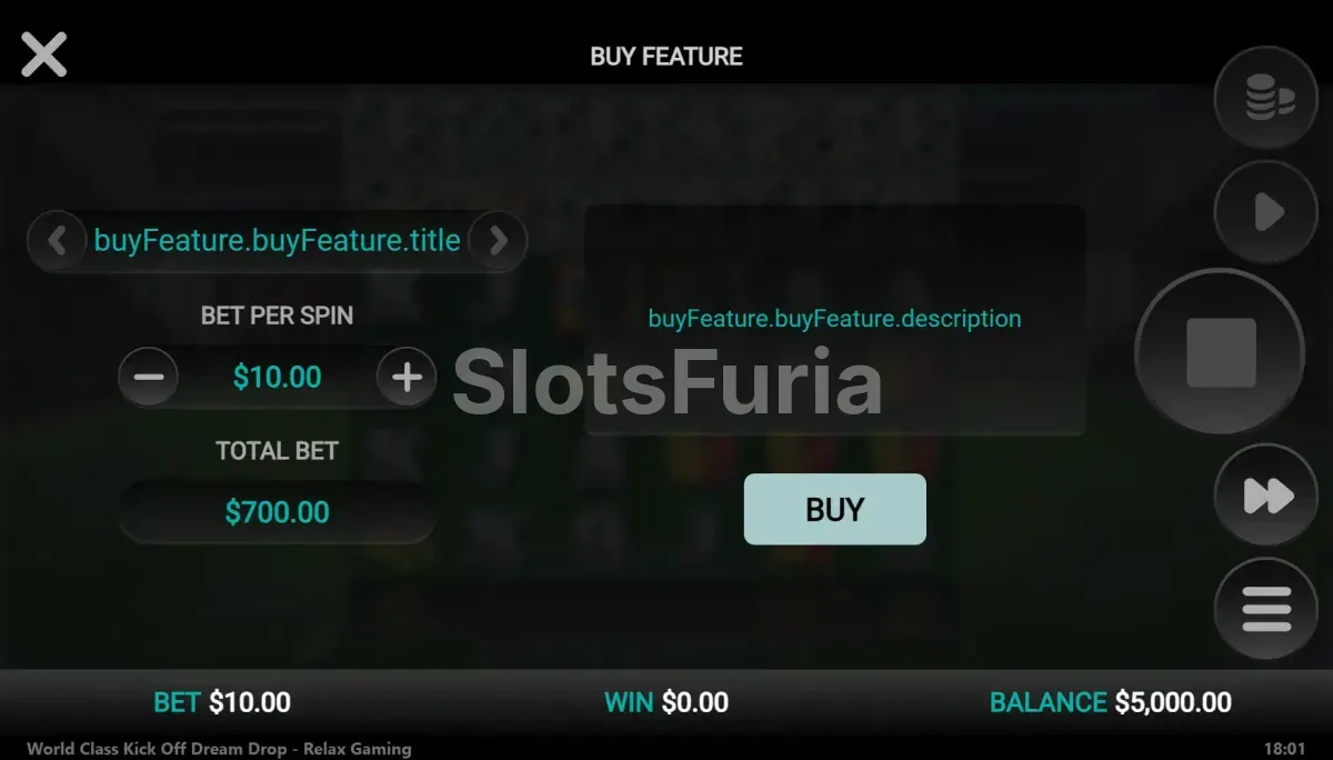Opciones de compra de bonus en World Class Kick Off Dream Drop