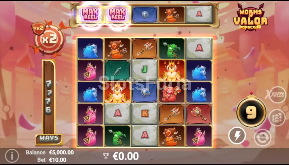 Ronda de giros gratis de Worms of Valor con multiplicadores activos