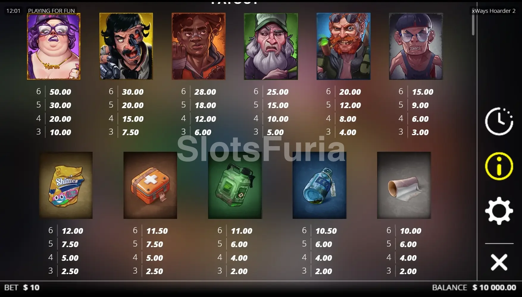 Tabla de pagos detallada de xWays Hoarder 2