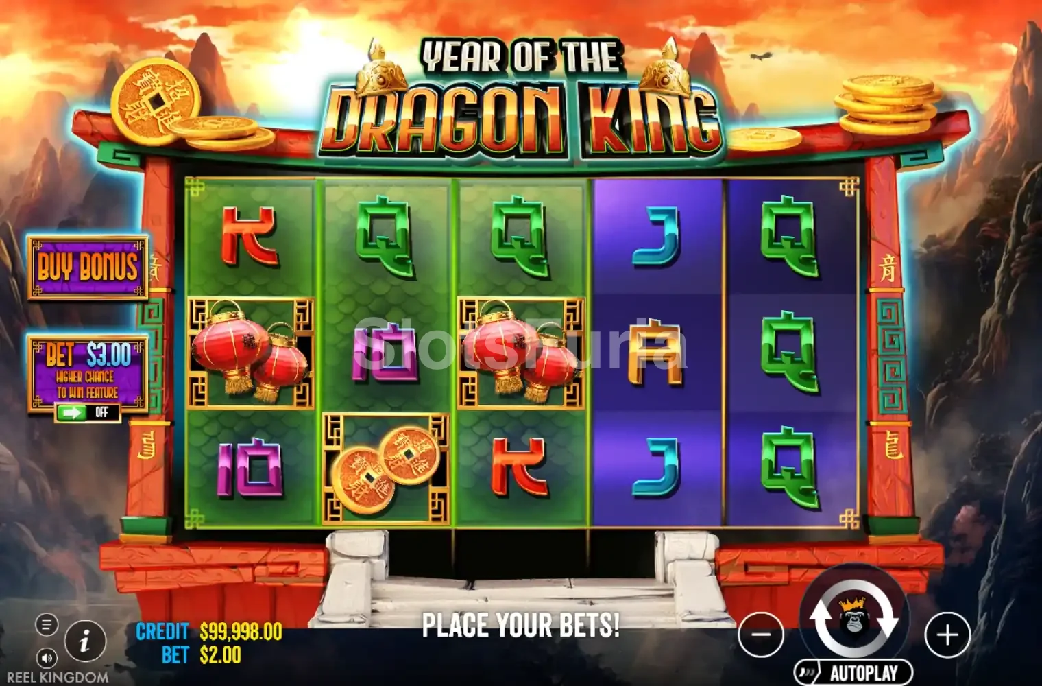 Pantalla principal del juego base en Year of the Dragon King
