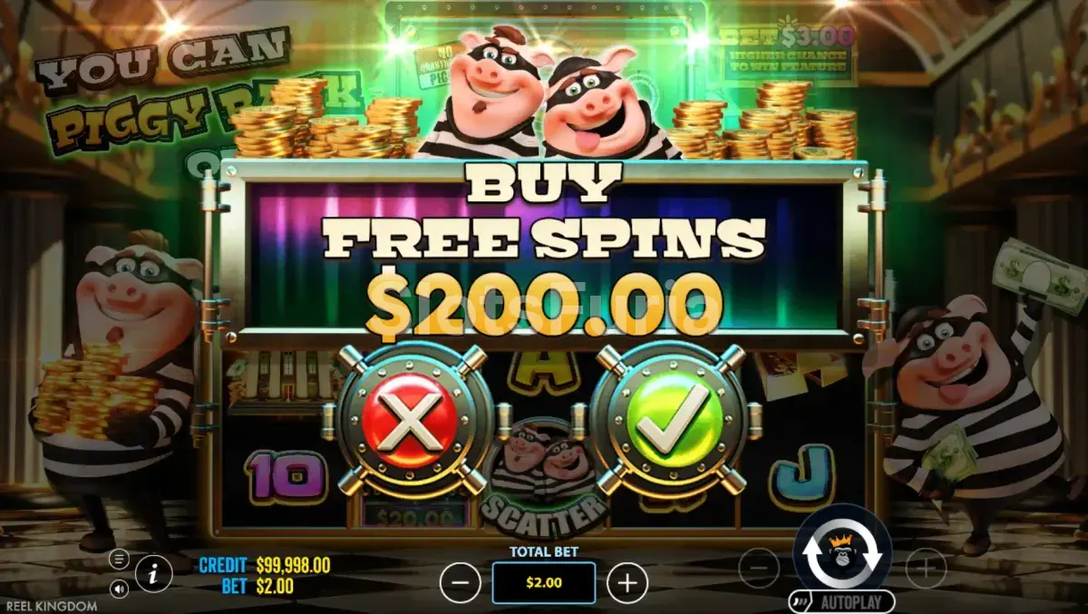 Función de compra de bonus en You Can Piggy Bank on It de Reel Kingdom