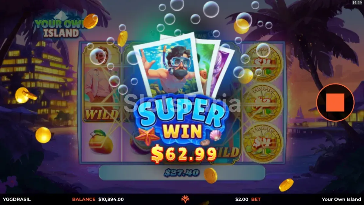 Gran victoria conseguida en Your Own Island con multiplicador