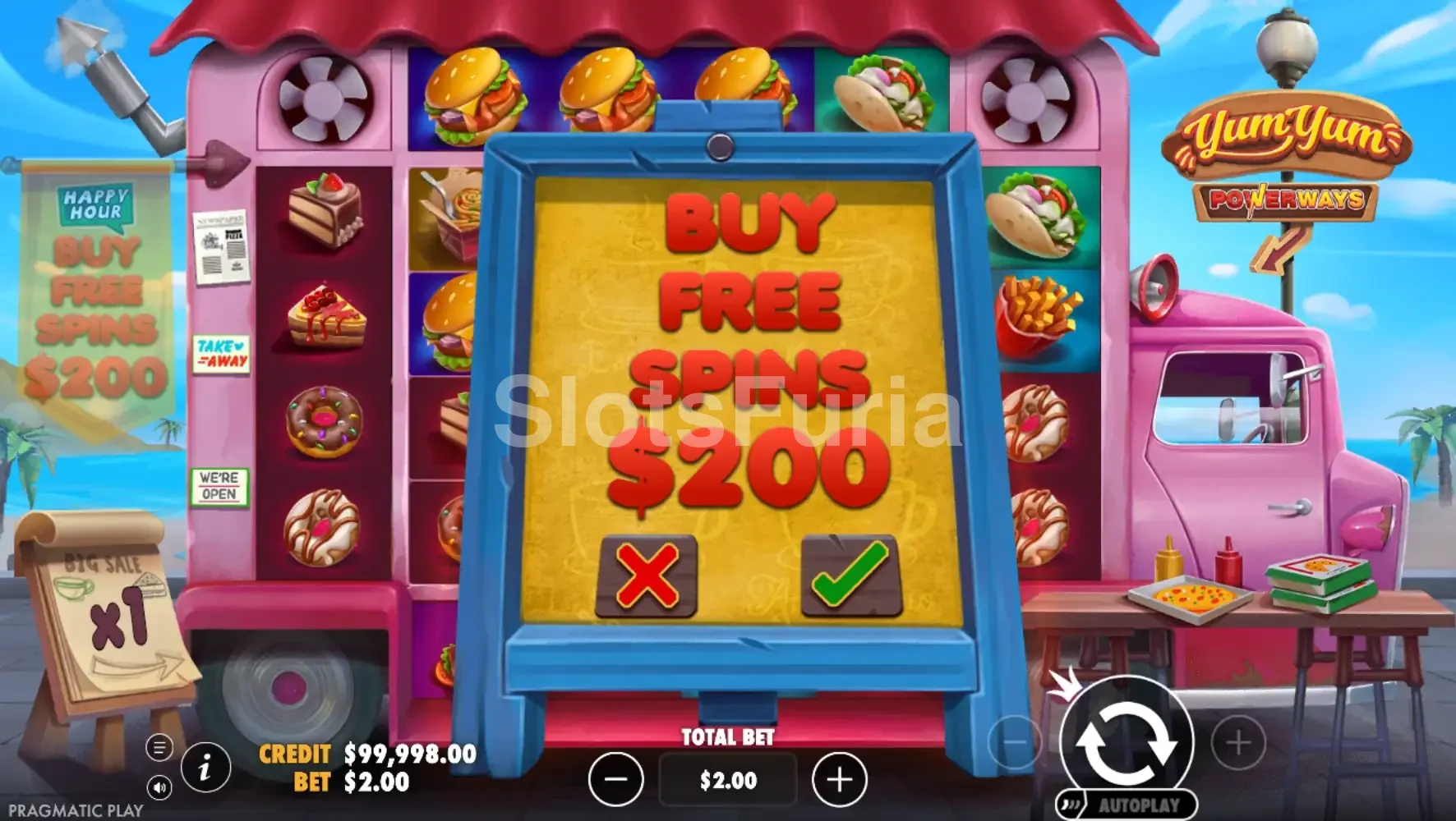 Función de compra de bonus disponible en Yum Yum Powerways