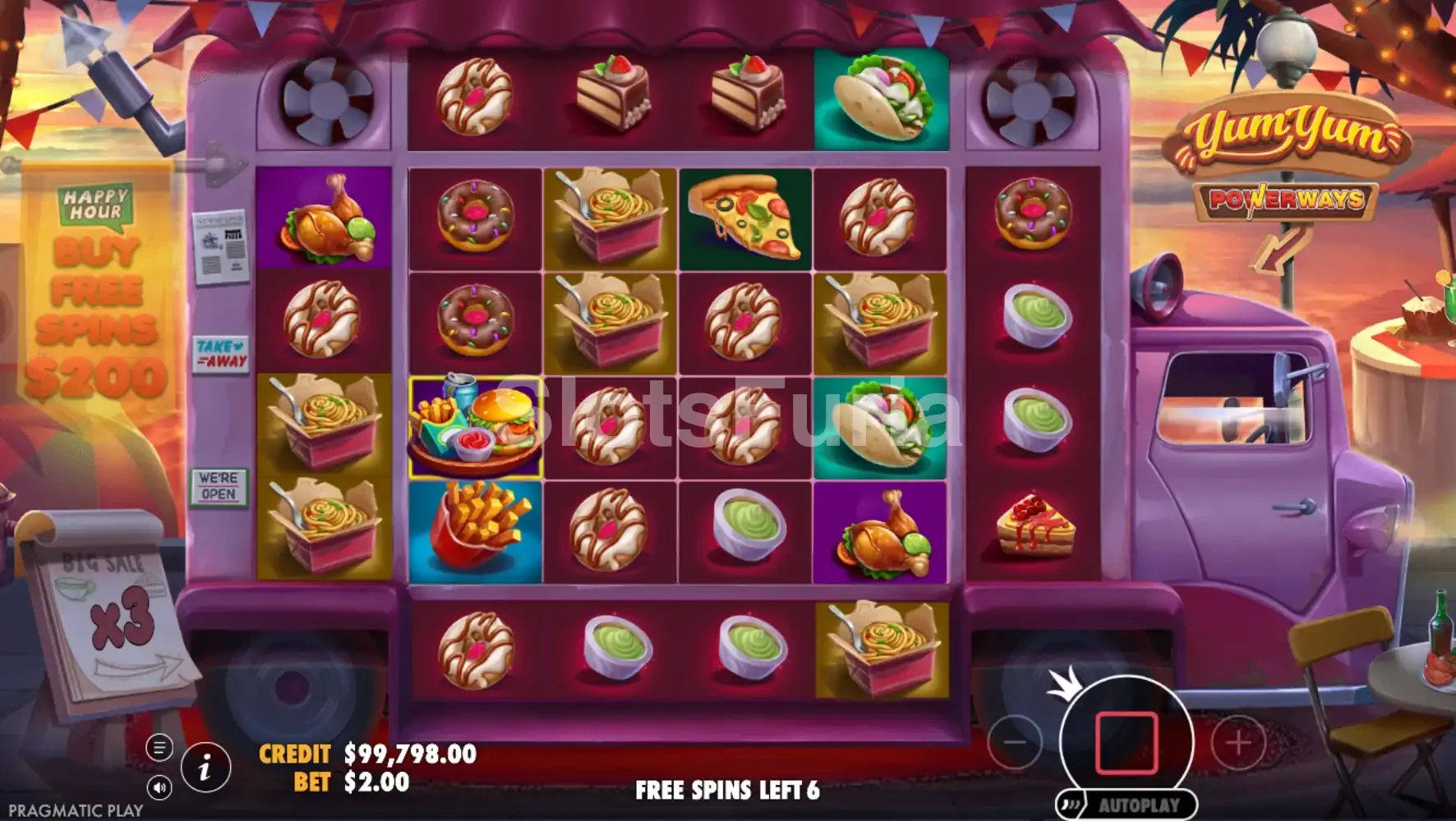 Ronda de giros gratuitos activa en Yum Yum Powerways