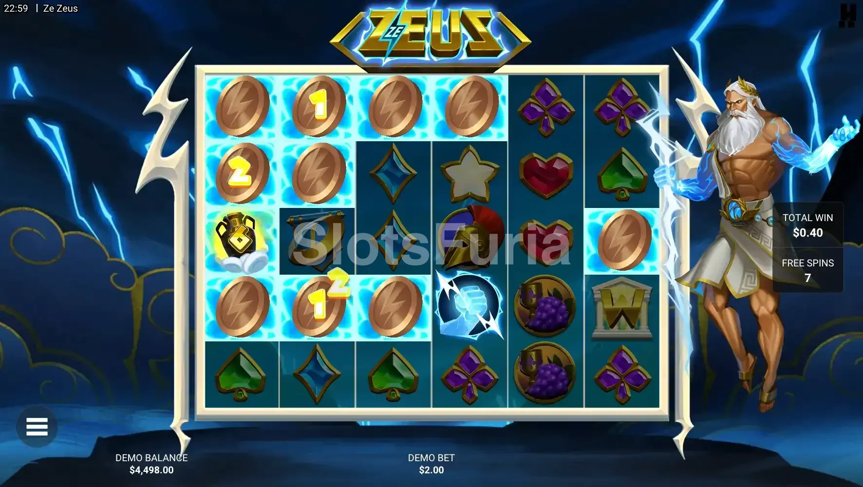 Rondas de giros gratuitos en Ze Zeus con casillas divinas activas