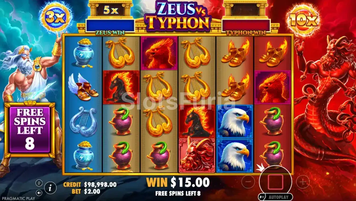 Ronda de giros gratis activada en Zeus vs Typhon Pragmatic Play